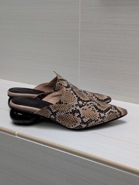 All-Leather Snake-Skin Mule